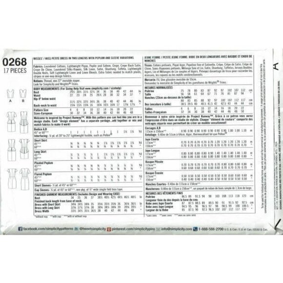 Simplicity Sewing Pattern 0268 1650 Project Runway - Picture 3 of 4